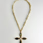 Gold Stone & Pearl Cross Necklace