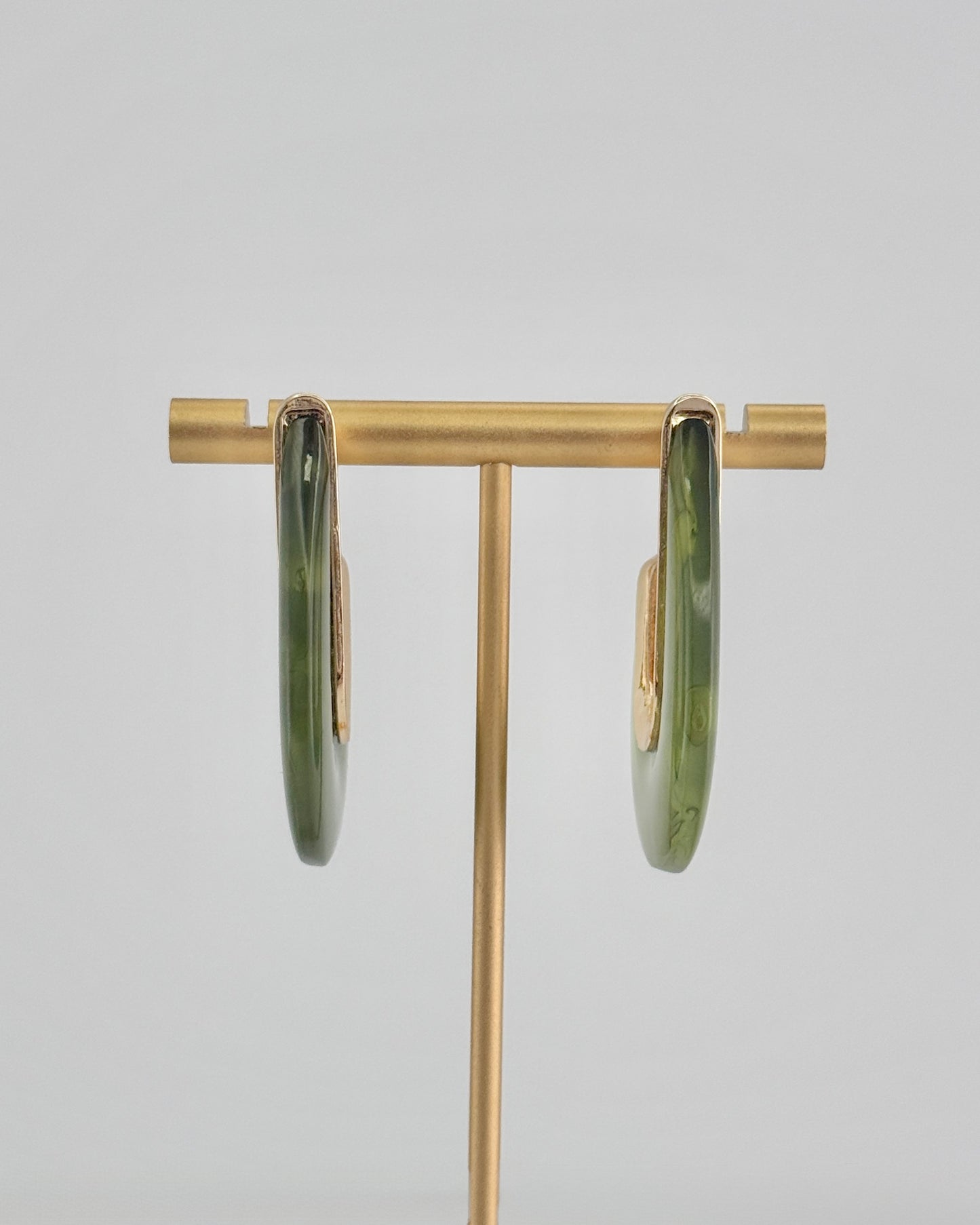 Olive & Acrylic Teardrop Earrings