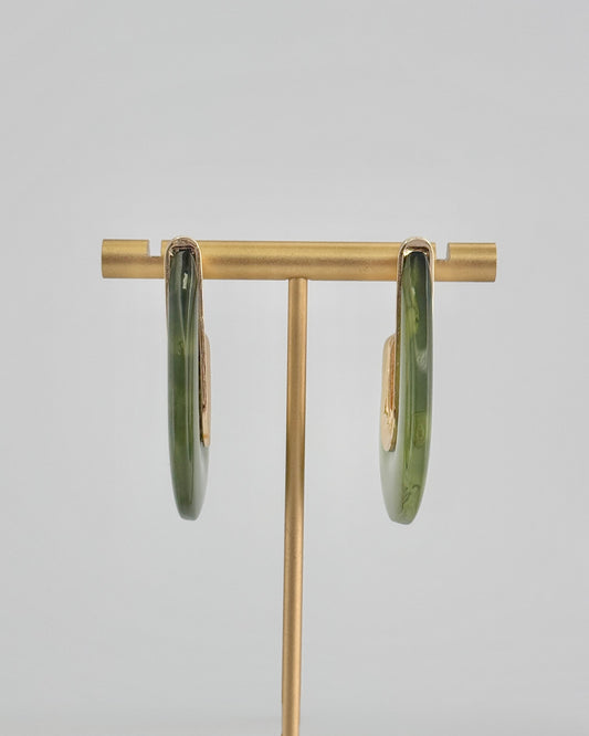 Olive & Acrylic Teardrop Earrings