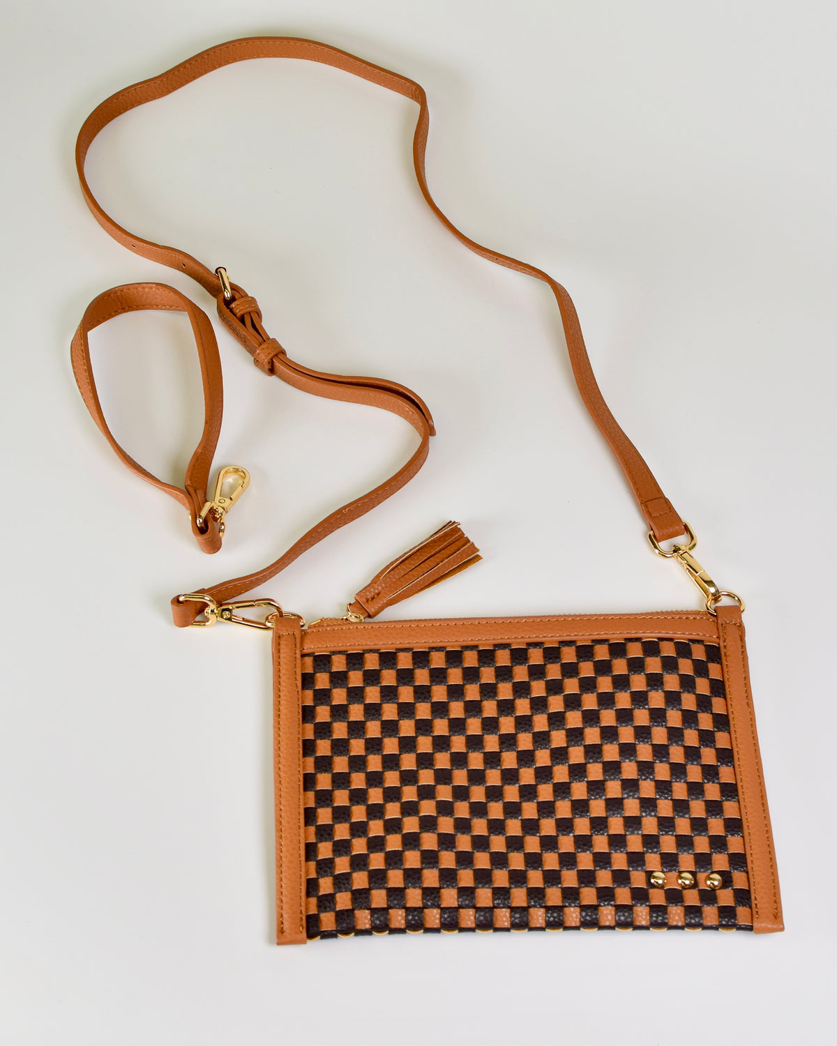 Westlynn Woven Bum Bag - Check Coffee