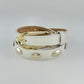 White Leather Belt With Oval Silver Studs