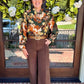 Ellen Denim Pant With Seam - Brown