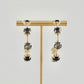 Gold With Black Crystal Hoop Earrings