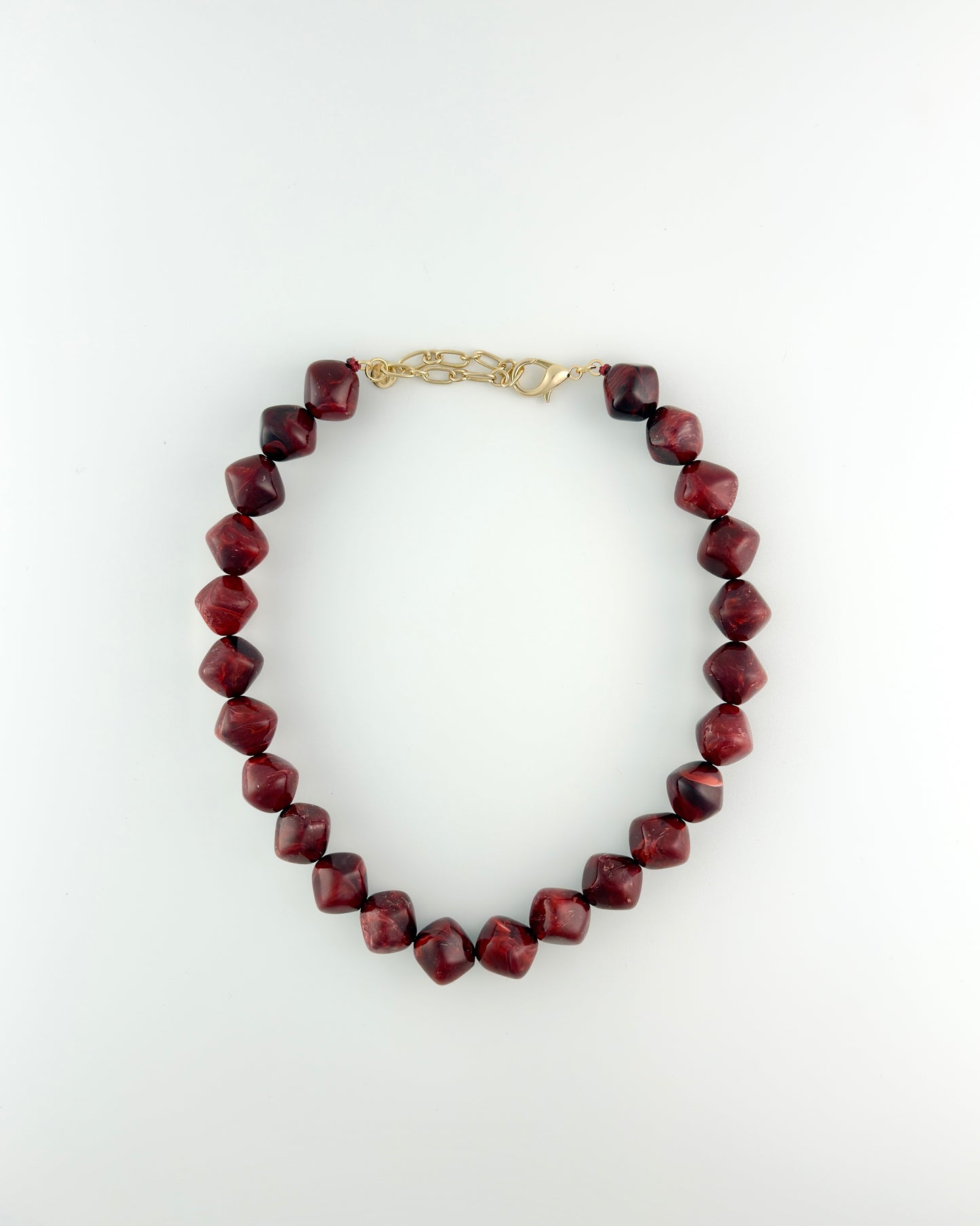 Marble Pebble Stone Necklace - Wine