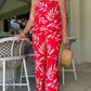 Elaine Red Leaf Print Pants