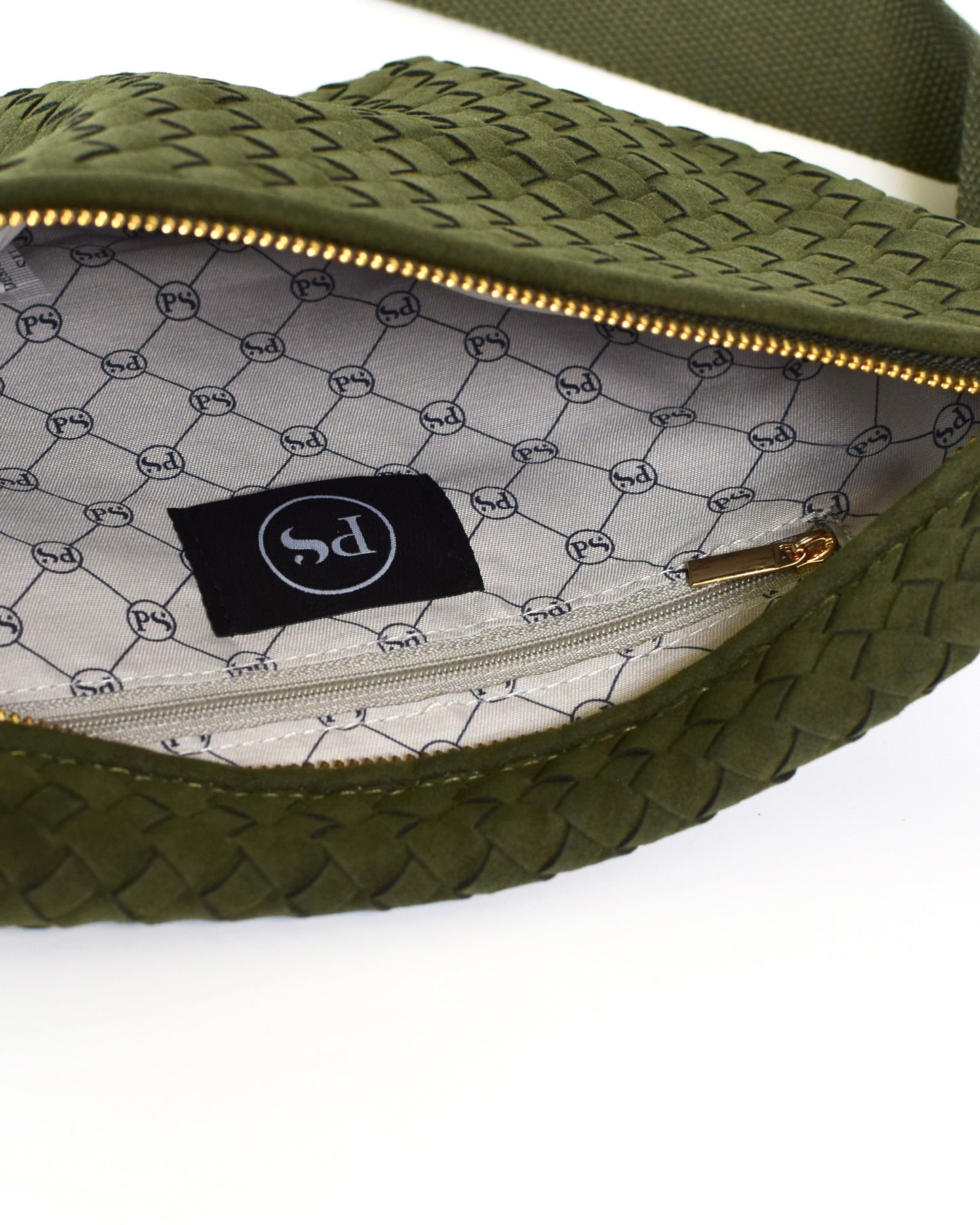 Suede Westlyn Woven Bum Bag - Olive