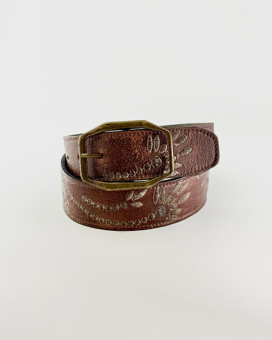 Teak Rustic Mohawk Leather Belt