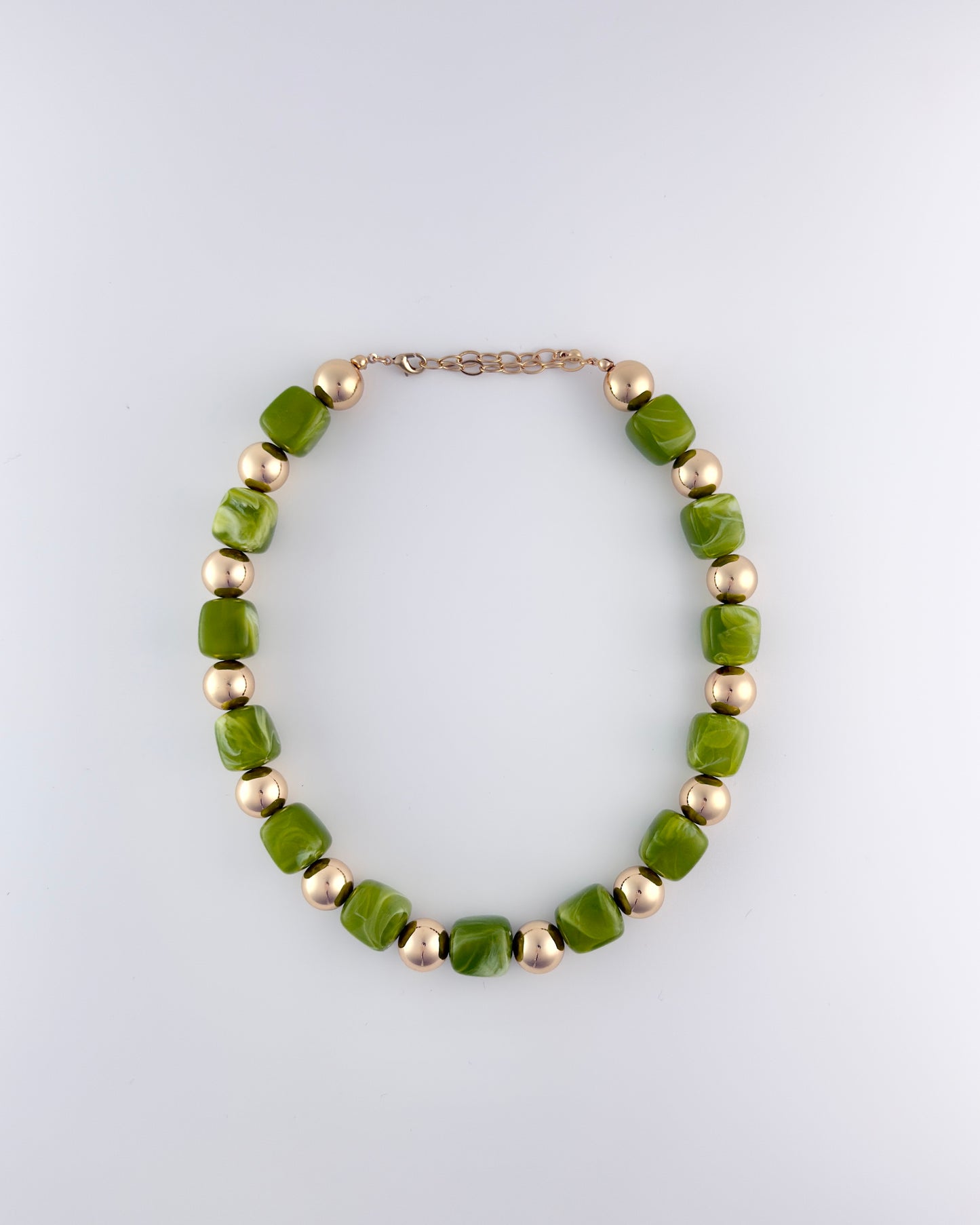 Gold & Olive Bead Necklace