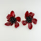 Resin Flower Statement Earrings - Red