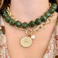 Marble Pebble Stone Necklace - Olive