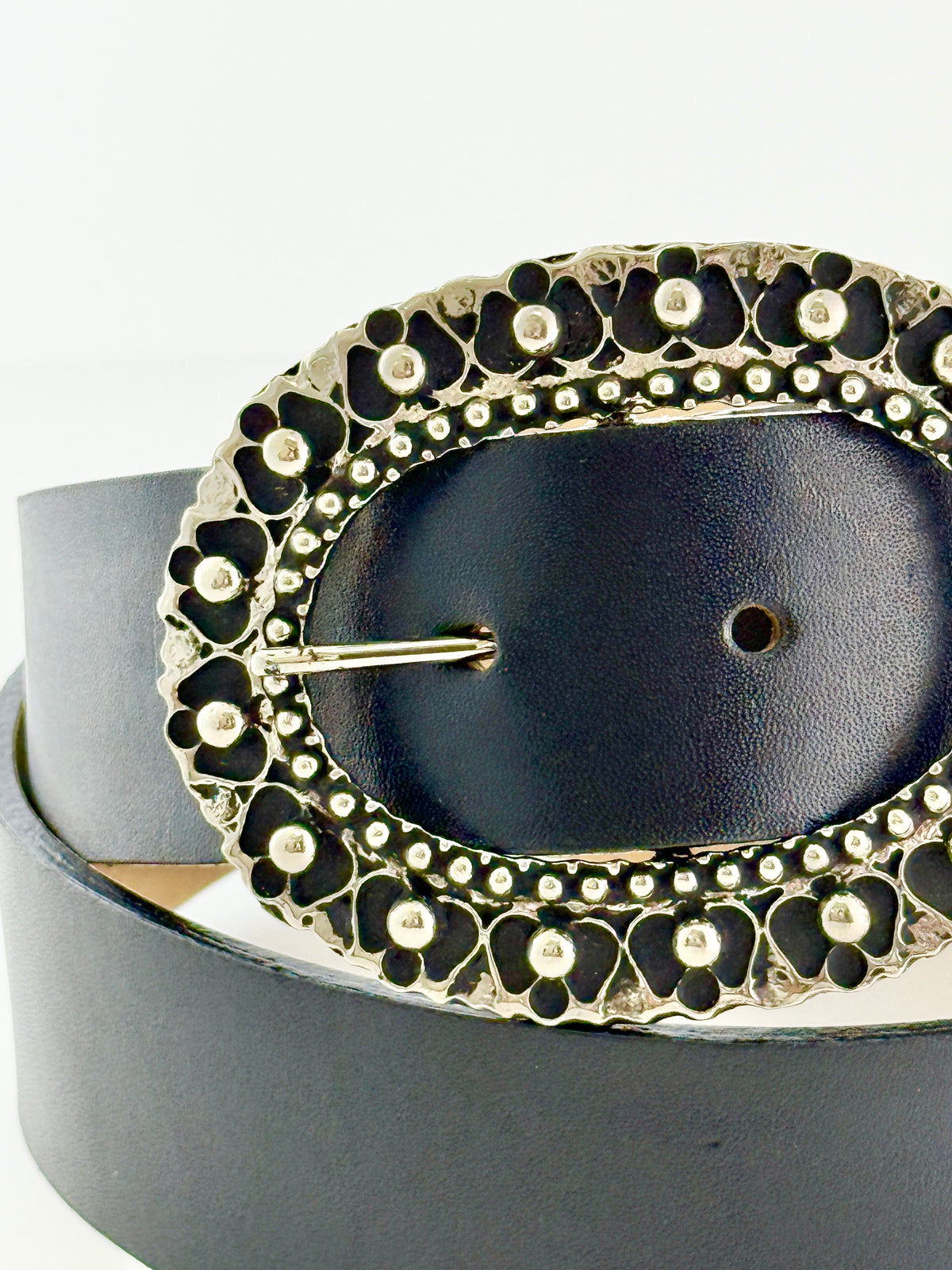 Black Bedazzle Leather Belt