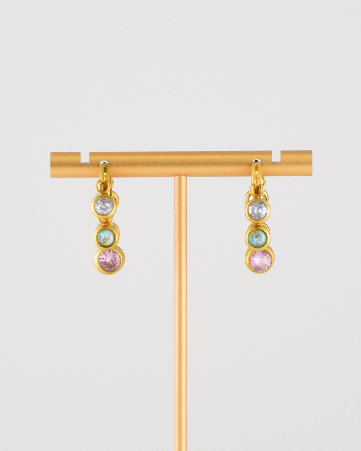 Round Crystal Charm Huggie Earrings