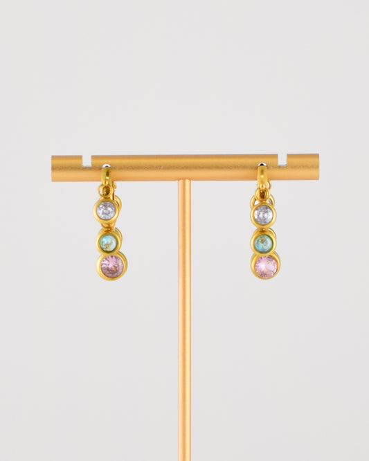 Round Crystal Charm Huggie Earrings