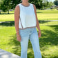 Natasha Sleeveless Top - Ivory with Toffee Trim