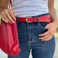 Red Skinny Leather Belt