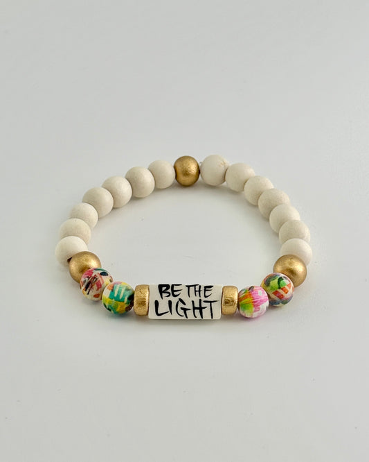 Be The Light Wood Bead Bracelet