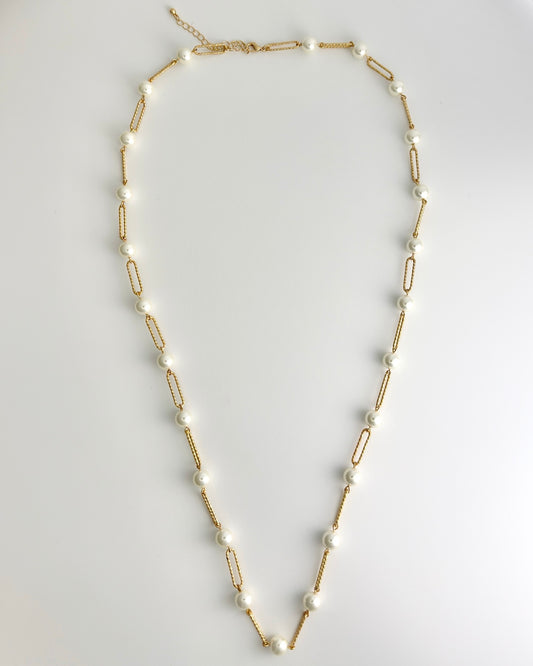32" Link Chain & Pearl Necklace