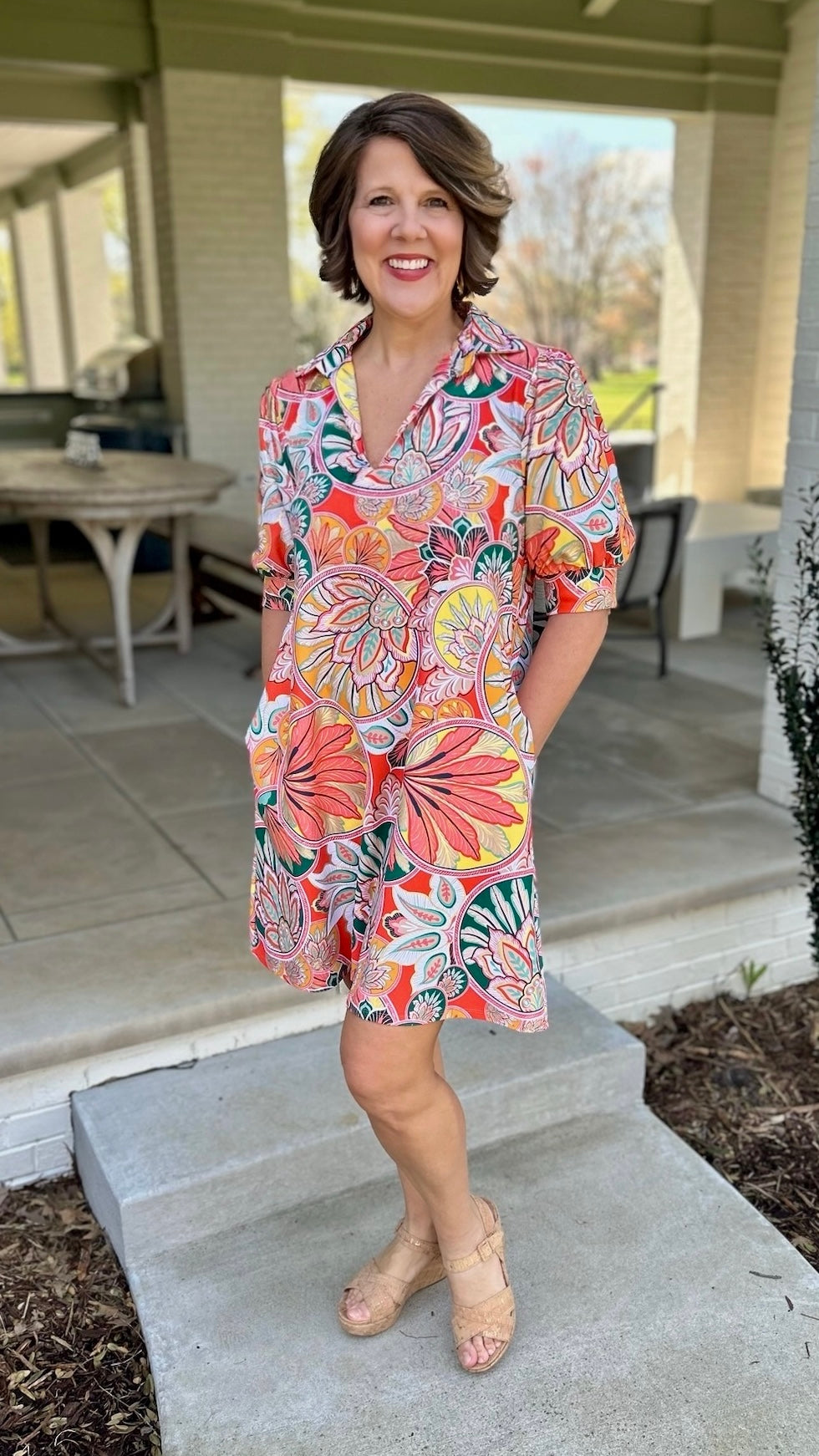 Jude Connally Emerson Stained Glass Dress - Coral