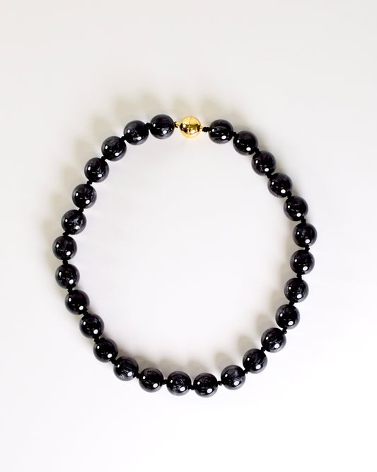 Black Round Stone Necklace