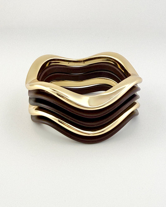 Brown/Gold Bangle Bracelet Set