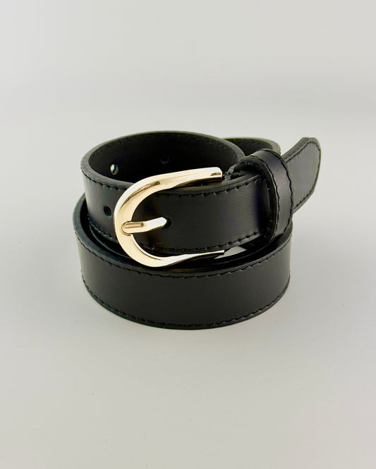 Black Skinny Leather Belt