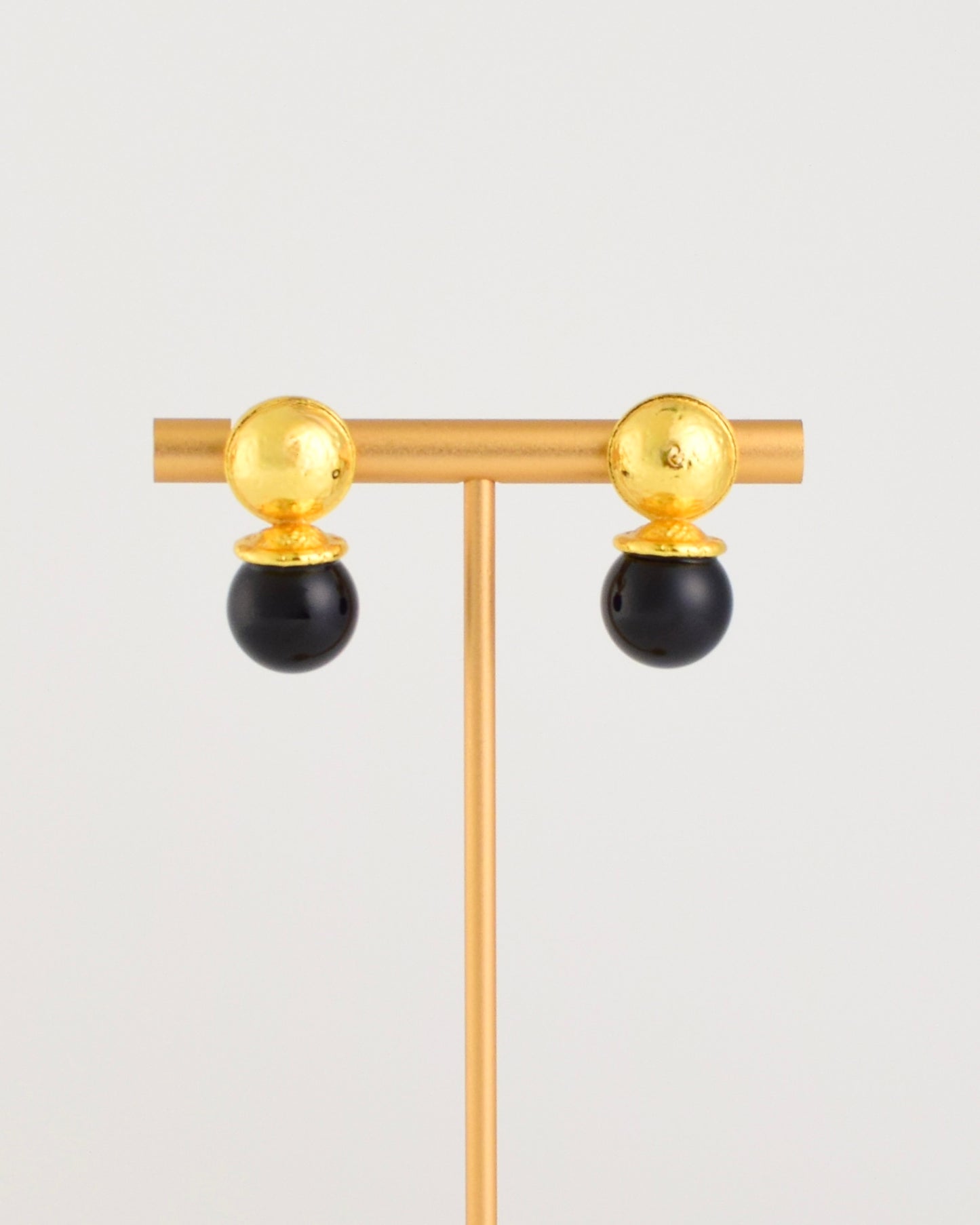 Black Stone Post Earrings