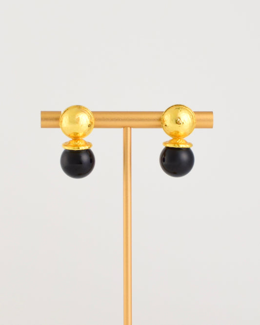 Black Stone Post Earrings