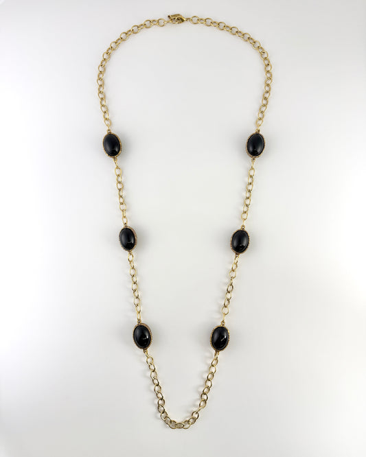 Long Black Stone Necklace