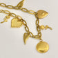 Gold Roses & Hearts Charm Necklace