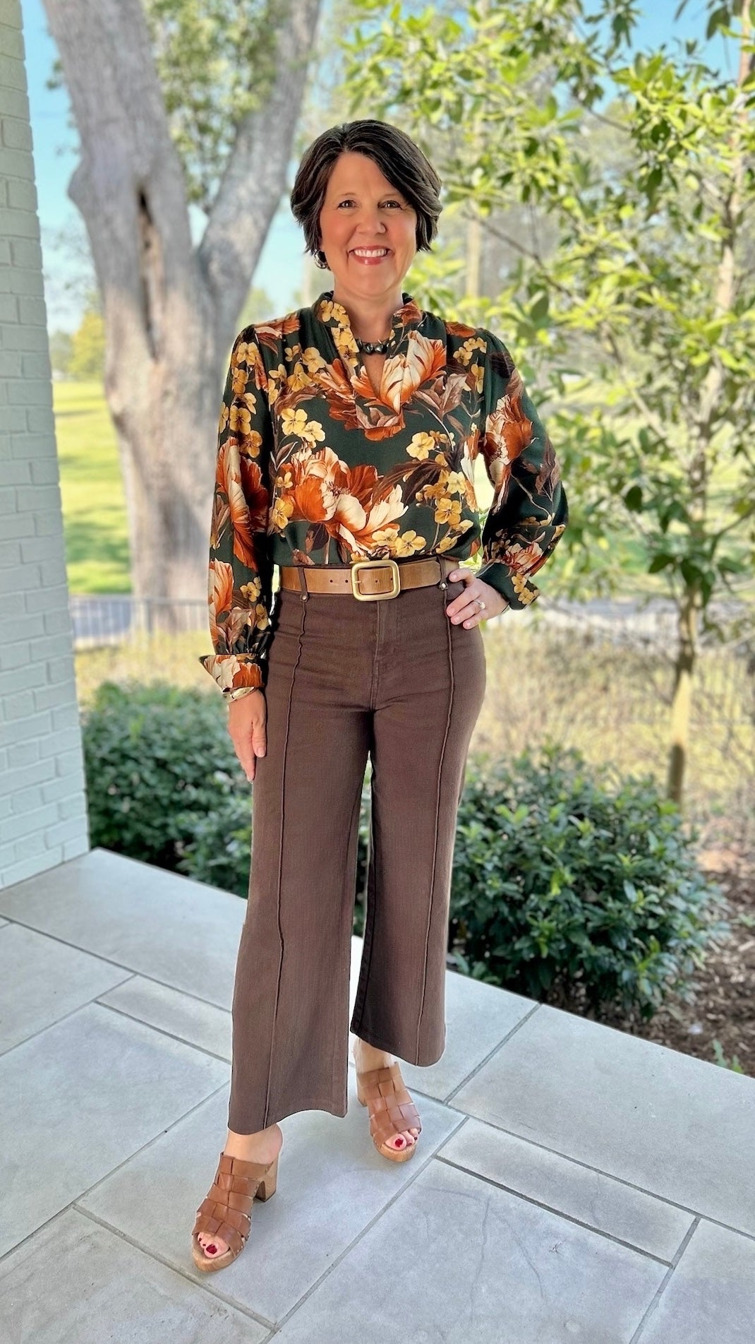 Ellen Denim Pant With Seam - Brown