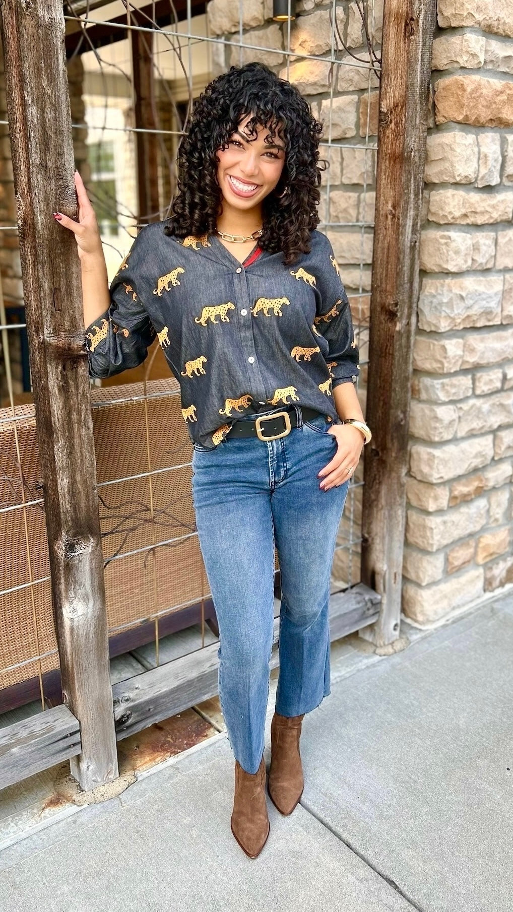 Lizzie Embroidered Cats Top
