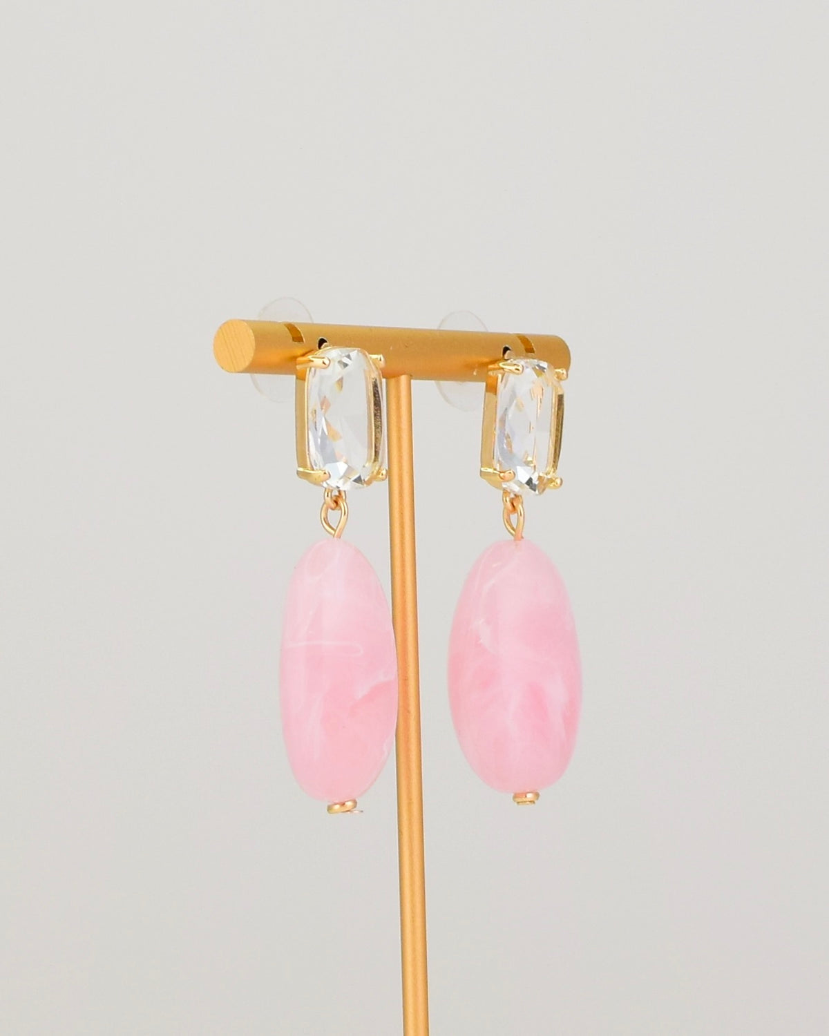 Oval Jewel Earrings - Pink