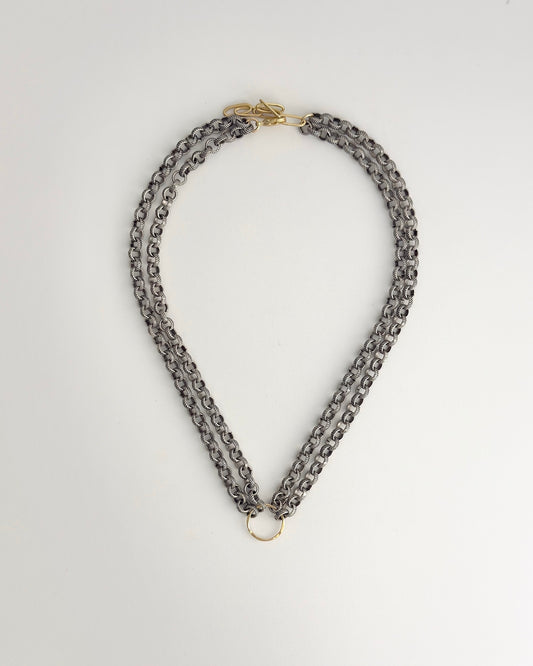 Handmade Layered Mixed Metals Circle Necklace