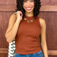 Naylani Knit Sleeveless Top - Brick