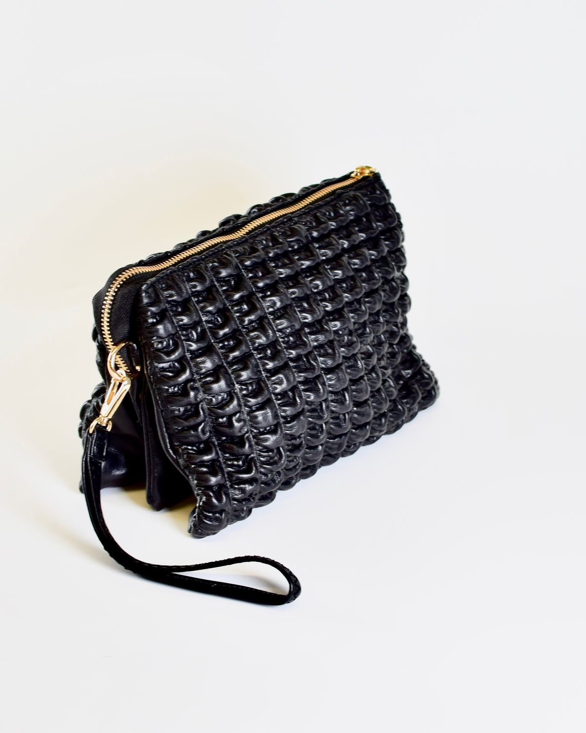 Izzy Bubble Puffer Crossbody Bag - Black