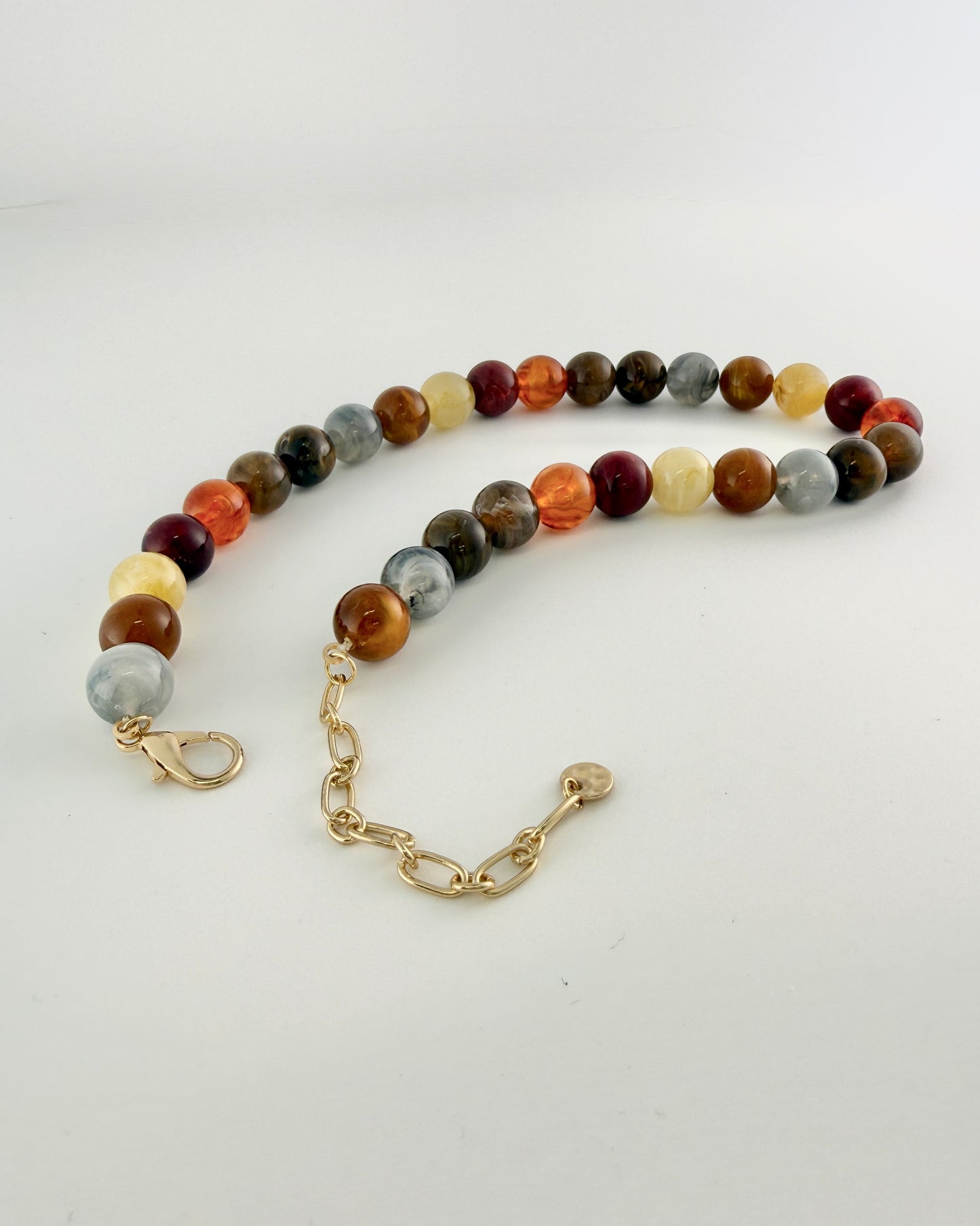 Multi Color Natura Stone Bead Necklace