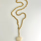 Long Oval Link W/Ivory Stone Heart