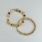 Set of 2 Beige & Gold Stretch Bracelet