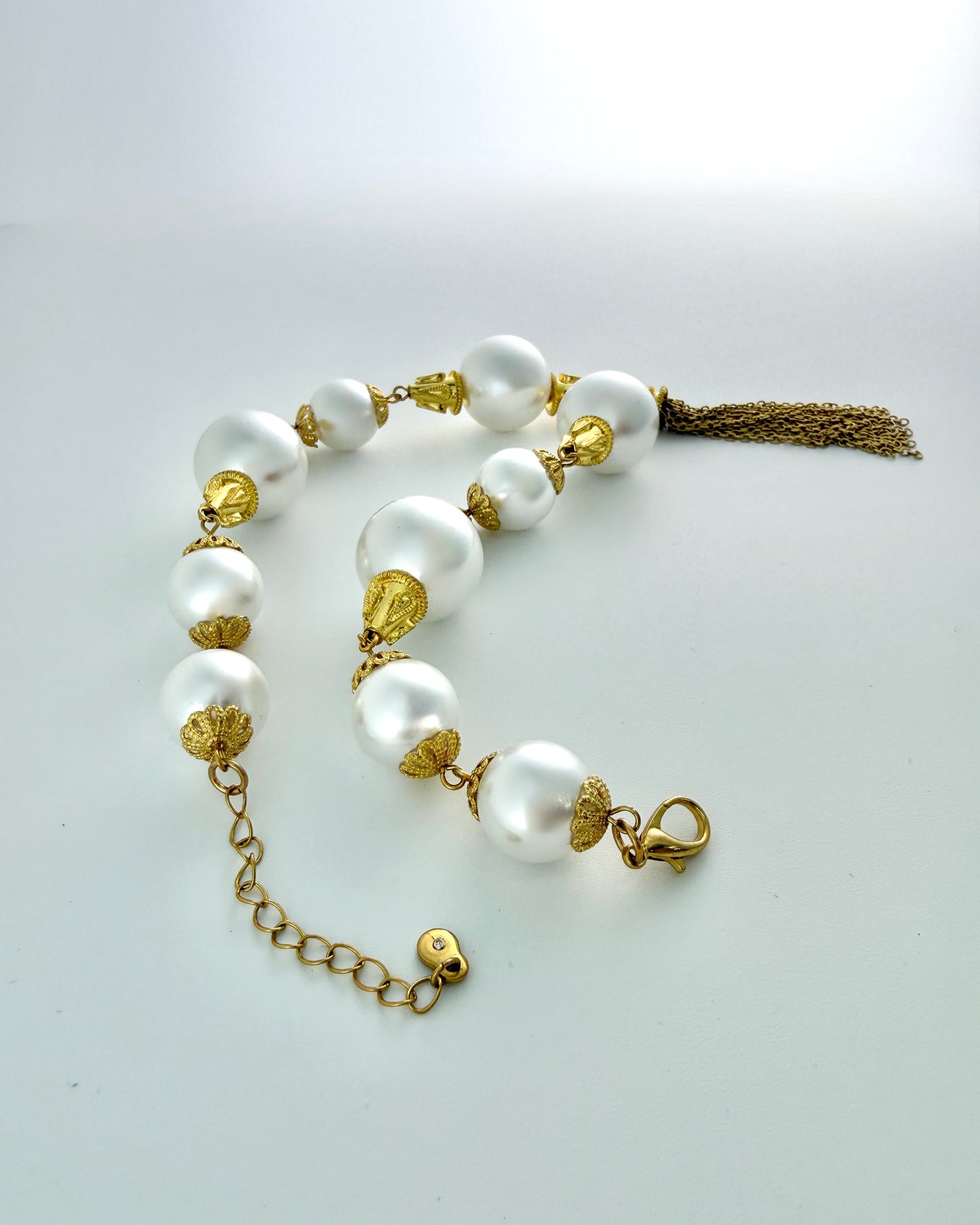 Chain Tassel Drop Pearl Choker