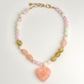 Peach Heart With Multi Colored Beads Necklace