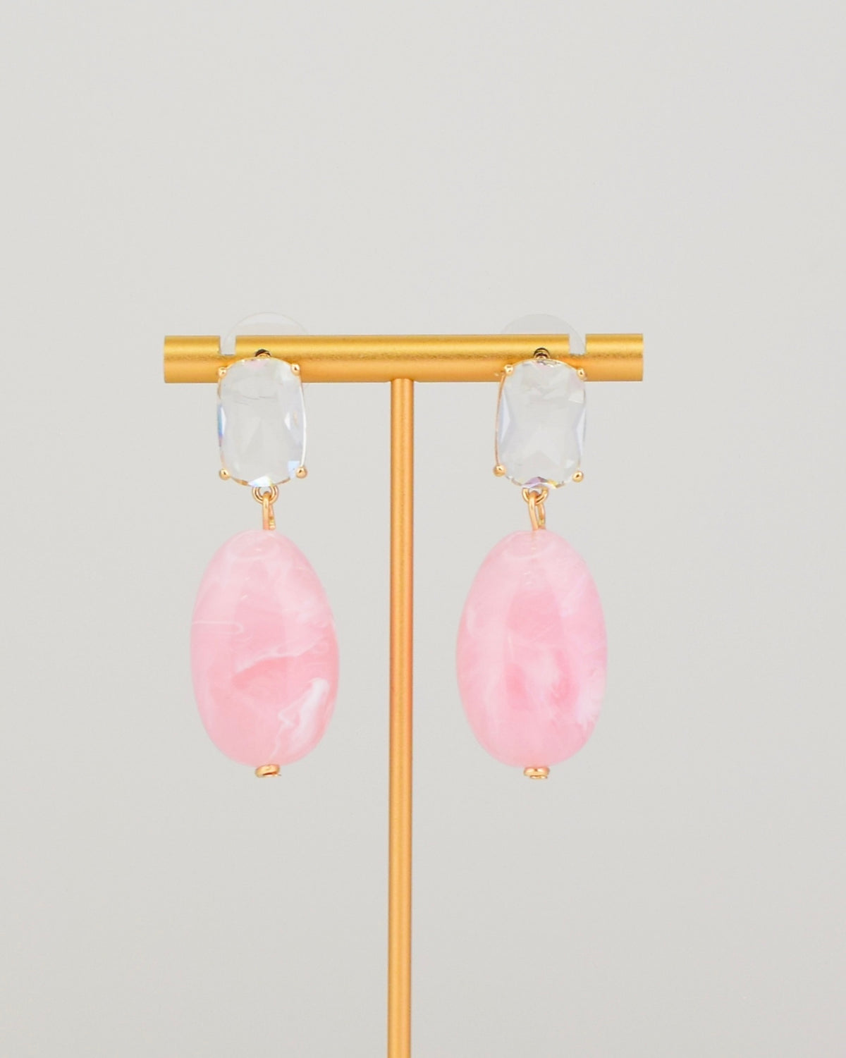 Oval Jewel Earrings - Pink