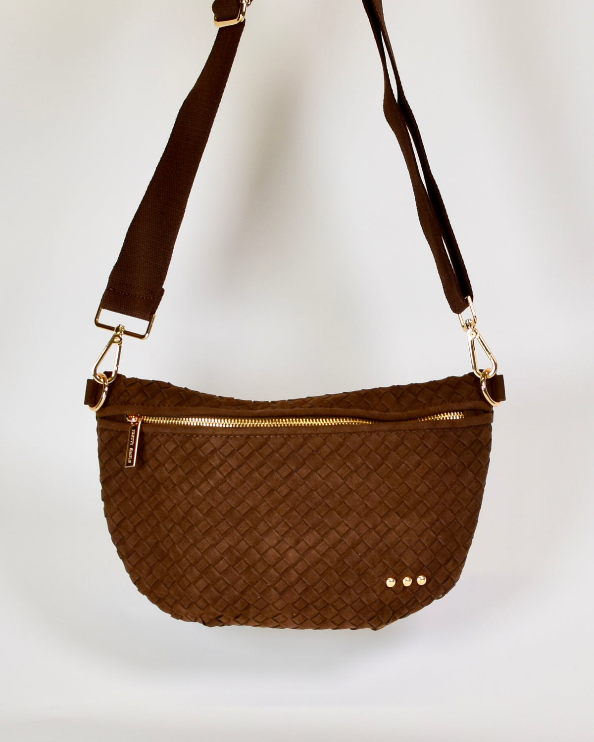 Suede Westlyn Woven Bum Bag - Chocolate