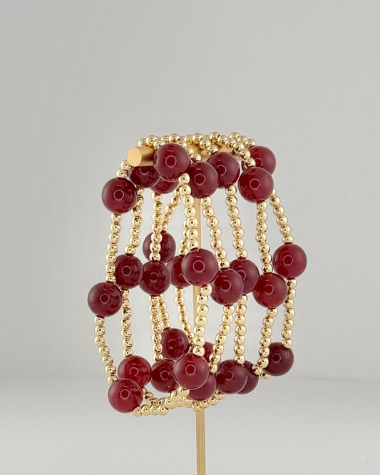 5 Row Marble Bracelet - Burgundy