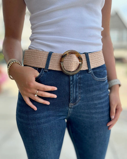 Stretchy Belt- Pink Woven