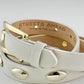 White Leather Belt With Oval Silver Studs
