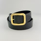 Black Leather Belt - Light Gold Buckle