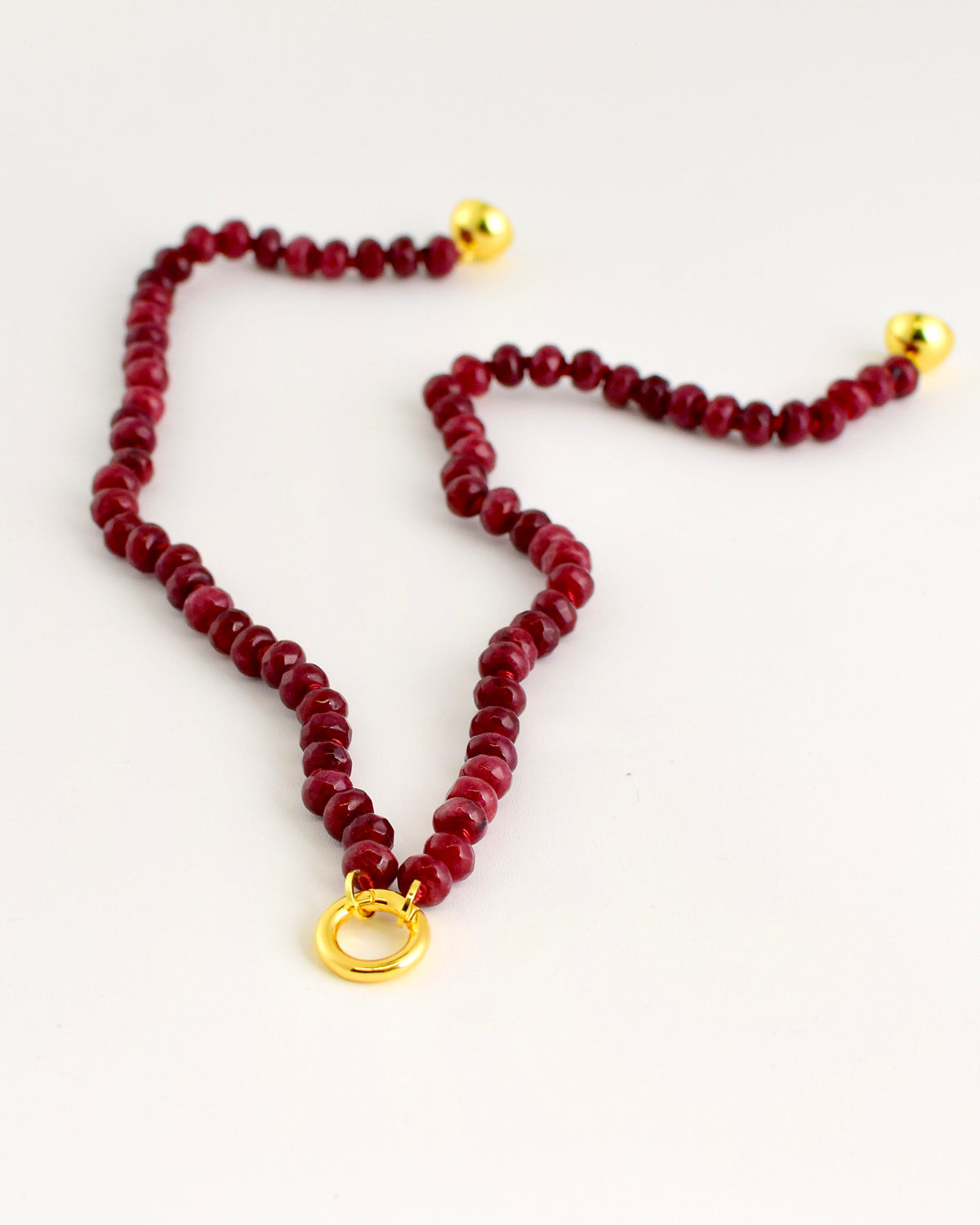 Wine Stone Bead Necklace