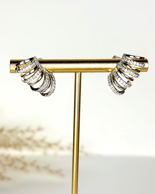 Izara Pava Hoop Earrings - Silver