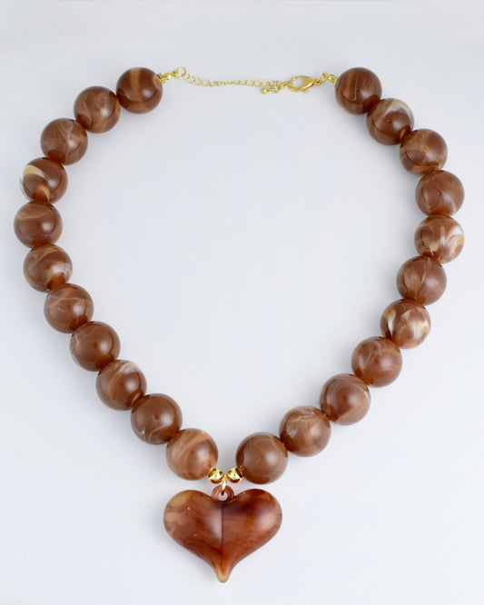 Roxie Smoked Bead Necklace With Heart