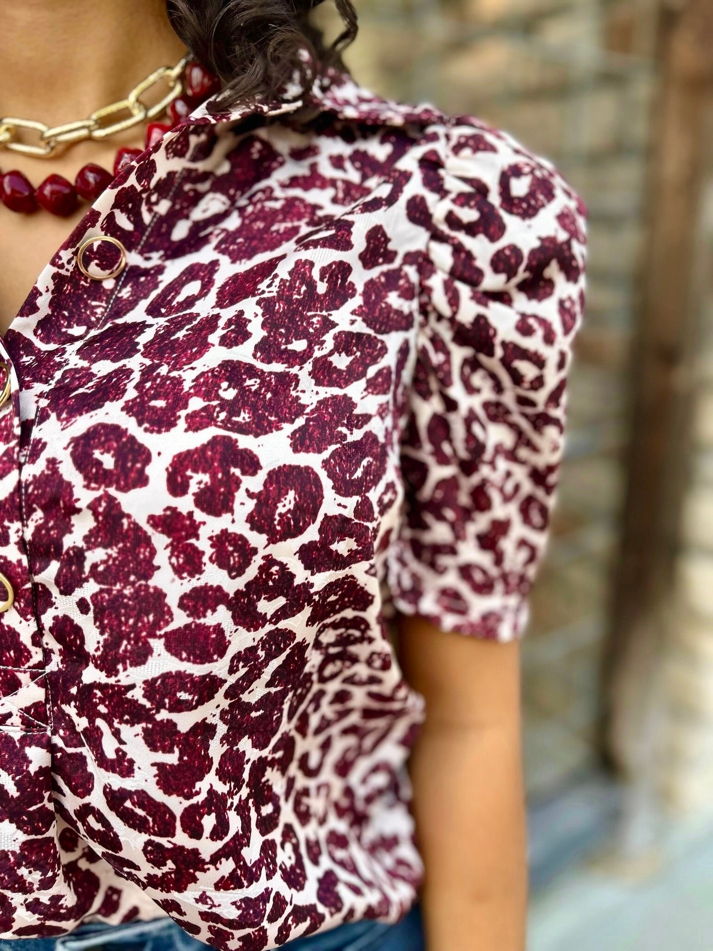 Burgundy Animal Print Blouse